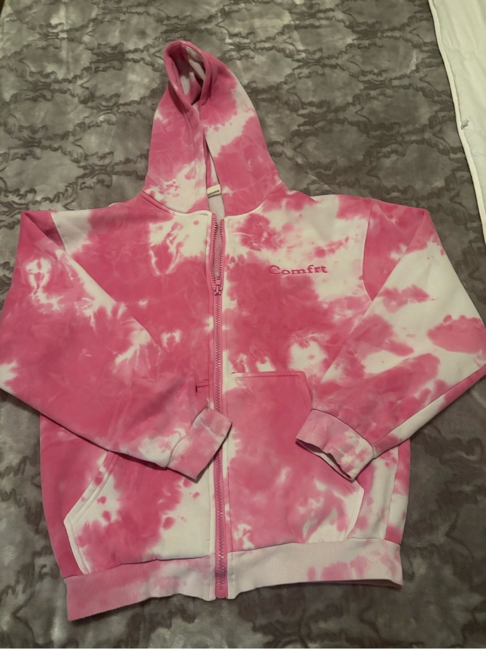 Pink Tie-Dye Zip Hoodie